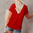 thumbnail image 5 of Bigersell Womens Casual Tops Women Casual V-Neck Short Sleeve Solid Colour Zipper Pullover Blouse T-shirt Tops Loose Women Blouse Sweetheart Short Sleeve Dress Shirts Style B50718, Red XL, 5 of 9