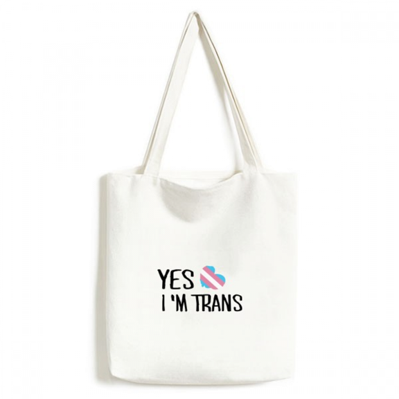 Yes I'm Trans LGBT Support Tote Canvas Bag Shopping Satchel Casual Handbag