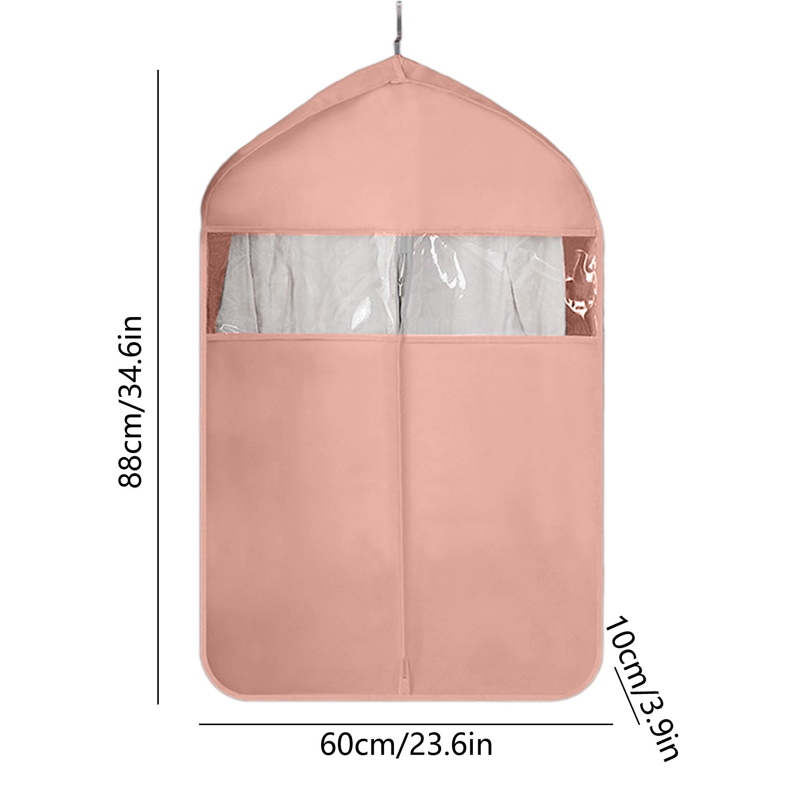Weloille Garment Bag for Travel and Storage with Transparent Window, Foldable Waterproof Paper Material, for Hanging Clothes Coats Jackets Shirts, Gray Pink Blue