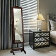 thumbnail image 5 of Gymax Armoire Storage Organizer Mirrored Jewelry Cabinet with Drawer & Led Lights Brown, 5 of 10