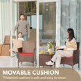 thumbnail image 3 of WLXIANG Patio Porch Furniture Sets 3 Pieces PE Rattan Wicker Chairs with Table Outdoor Garden Furniture Sets (Brown/Red), 3 of 9