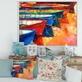 thumbnail image 2 of Designart 'Boats During Warm Colourd Sunset In The Harbor II' Nautical & Coastal Framed Canvas Wall Art Print, 2 of 5