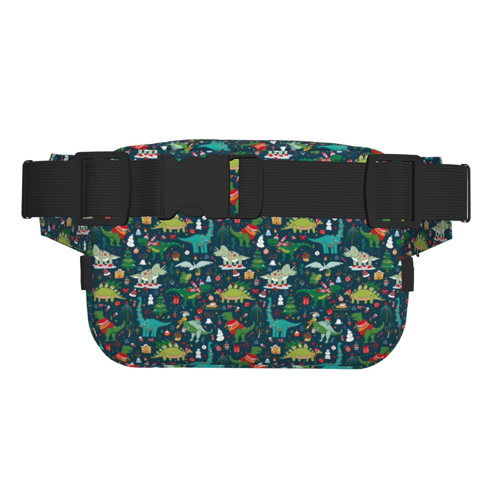 Picia Christmas Dinosaur colorful Print Square Double-Layer Waist Bag Mini Adjustable Waist Belt Bag Exercise Running Travel Hiking