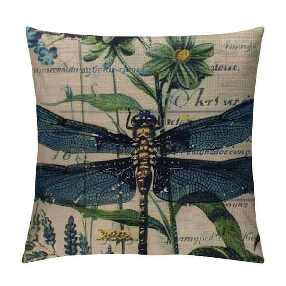 Creowell Throw Pillow Covers Decorative Square  Pillow Covers,Soft Dragonfly Throw Pillow Covers for Couch Bedroom Car 12x12in