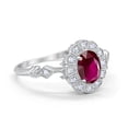 thumbnail image 2 of Oval Art Deco Bridal Ring Ruby CZ 925 Sterling Silver Size 10, 2 of 3
