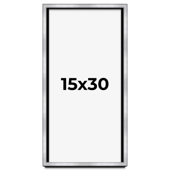 15x30 Shadow Box Frame Silver | 1.375 Inches Deep Real Wood Contemporary Shadowbox Display Frame |