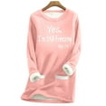 thumbnail image 1 of Fashnice T-shirt pour Femmes à Lettres Imprimées, Chandail à Col Rond, Chandail Chaud d'Automne, Hauts Rose avec Lettres S, 1 of 2