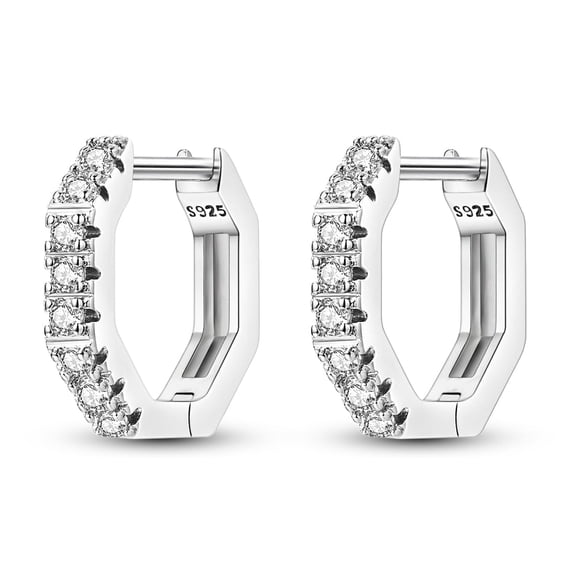 NARMO Original Sparkling Polygon 925 Sterling Silver Hoop Earrings AAA CZ for Women Jewelry Birthday Gift