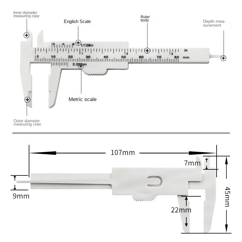 Portable Mini Plastic Sliding Vernier Caliper 0-80mm Double Scale Gauge Student Ruler Measure Tool Small Objects Creative Gifts