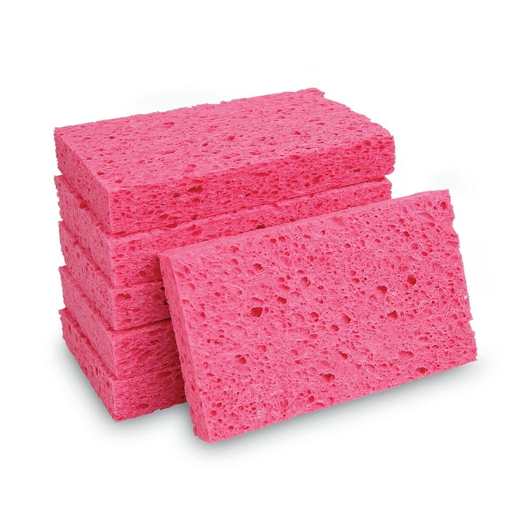 Boardwalk Cellulose Sponges, Small, 3 3/5 x 6 1/2, 9/10 Thick, Pink (Case  of 48)