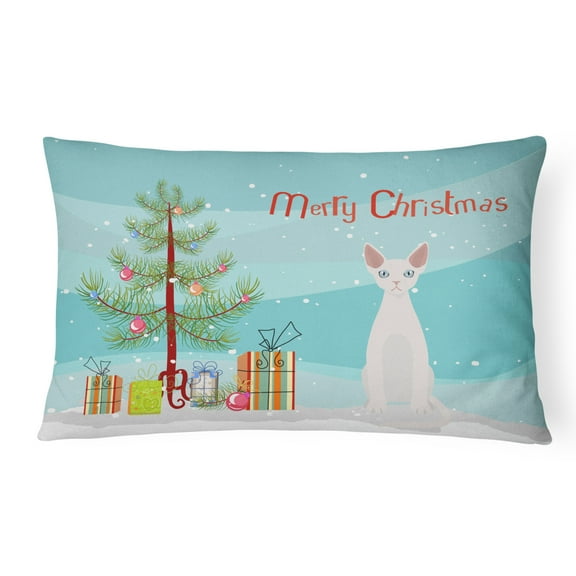 Carolines Treasures CK4763PW1216 Devon Rex 2 Cat Merry Christmas Canvas Fabric Decorative Pillow, 12H x16W, multicolor