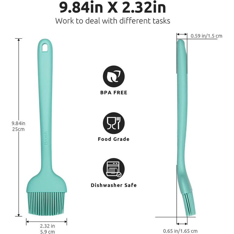 Angled Large Silicone Basting Brush, U-Taste 600ºF Heat Resistant 9.8 inch  Kitchen Pastry Cooking Baking Food Rubber Head-Up Baster Brush for Oil  Sauce BBQ Butter Grill Meat Egg Bread (Aqua Sky) 
