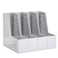 thumbnail image 1 of Revistero Plegable, Revistero de Oficina con 4 Compartimentos, Revisteros de Gran Capacidad, Almacenamiento de Papel Vertical A4, Gris Claro, 1 of 5