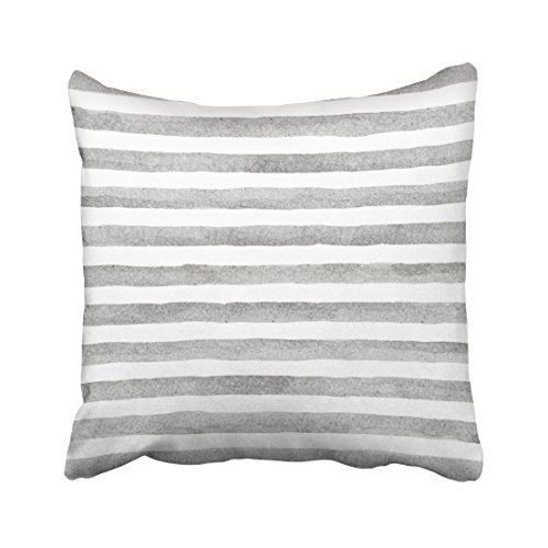 WinHome Square Throw Pillow Covers Gray And White Watercolor Stripe