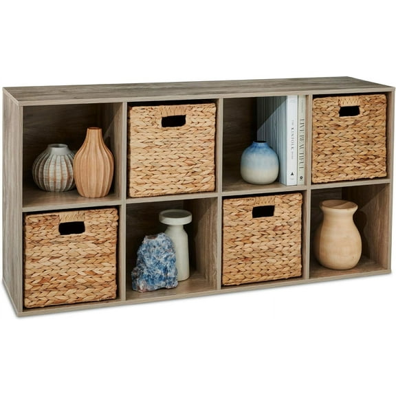 WILLYO  8-Cube Storage Organizer, 11in Shelf Opening, Bookcase, Display Shelf, Customizable w/ 3 Removable Back Panels – Greige
