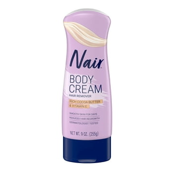 Nair Hair Removal Body Cream With Cocoa Butter and  E, Leg and Body Hair Remover, 9 Oz Bottle