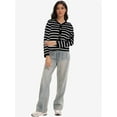 thumbnail image 6 of Women's Striped Cardigan Sweater Trendy Long Sleeve Button Down Crew neck Cardigans, 6 of 6