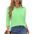 thumbnail image 2 of Bbyeadc Women's Golf Shirt 3/4 Length Sleeve Slim Golf Shirt Breathable Collared Golf T-Shirt Fashion Going Out Shirt,Green(XXL), 2 of 5