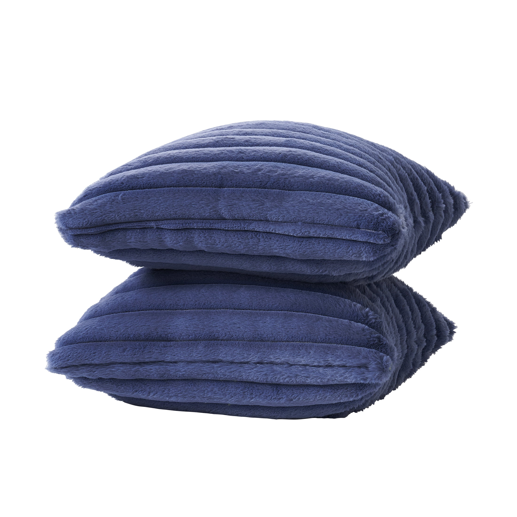 Mainstays 18" x 18" Washed Indigo Channel Faux Fur Decorative Pillow Covers (2 Count)