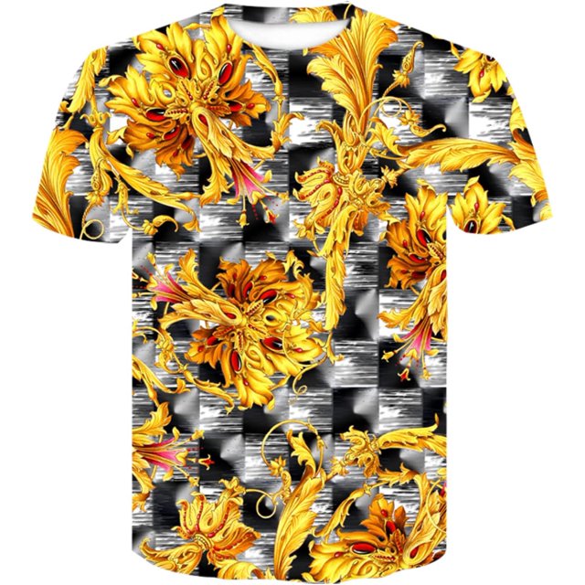 "Xishao Ropa Interior Hombre Camiseta Blanca Hombre Novedad 3D Golden Chain Print T-Shirt Estilo De Verano De Manga Corta De Lujo Royal Hombres Ropa Hip Hop Tops Y Camisetas" Xishao ropa