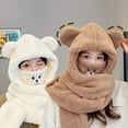 thumbnail image 3 of Hooded Scarf Gloves Hat 3 in 1 for Women in Winter, Faux Fur Soft Thick Warm Hat with Bear Ear Set, 3 of 4