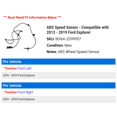 thumbnail image 2 of ABS Speed Sensor - Compatible with 2013 - 2019 Ford Explorer 2014 2015 2016 2017 2018, 2 of 2