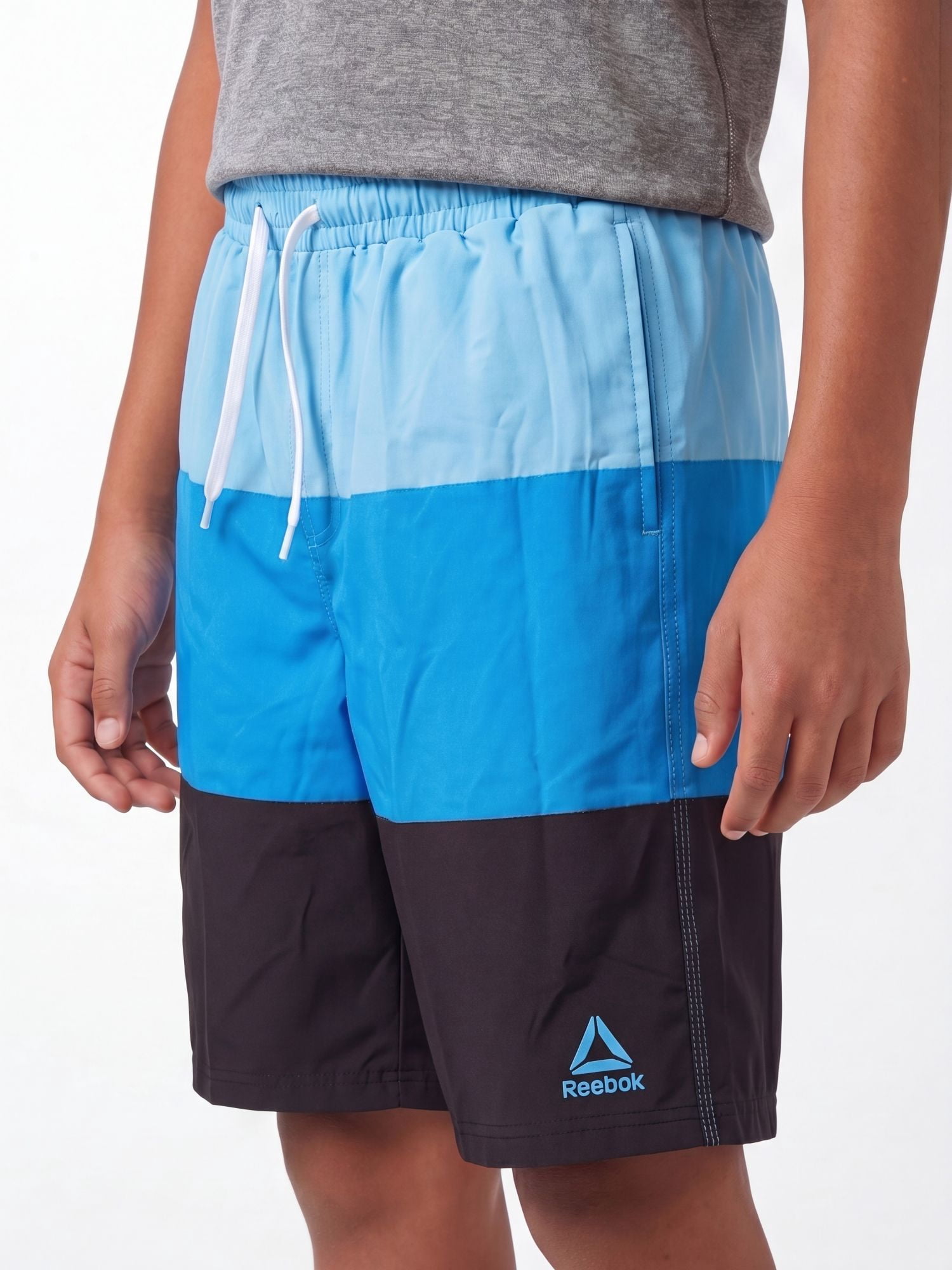 Reebok Boys Swim Trunks with Elastic Drawstring Waistband and UPF 50+ Protection, Sizes 4-18