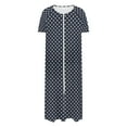 thumbnail image 3 of 2025 Women Short Sleeve Zip Front Nightgowns Full Length Cotton Robes Loose Housecoat Loungewear with Pockets, 3 of 7