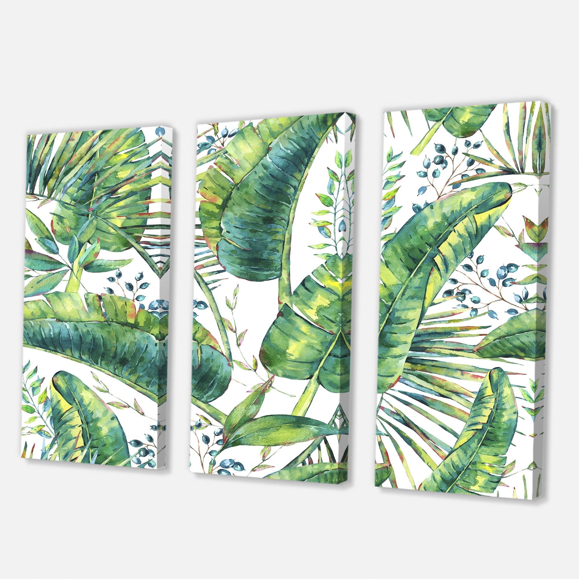 Designart ' Ancient Pattern Of Banana Leaves ' Lake House Canvas Wall Art Print
