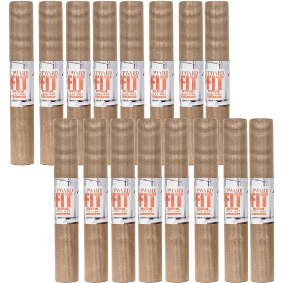 Upward Fit Value 3mm Bulk Yoga Mats, 16 Pack, 68x24in, Mocha