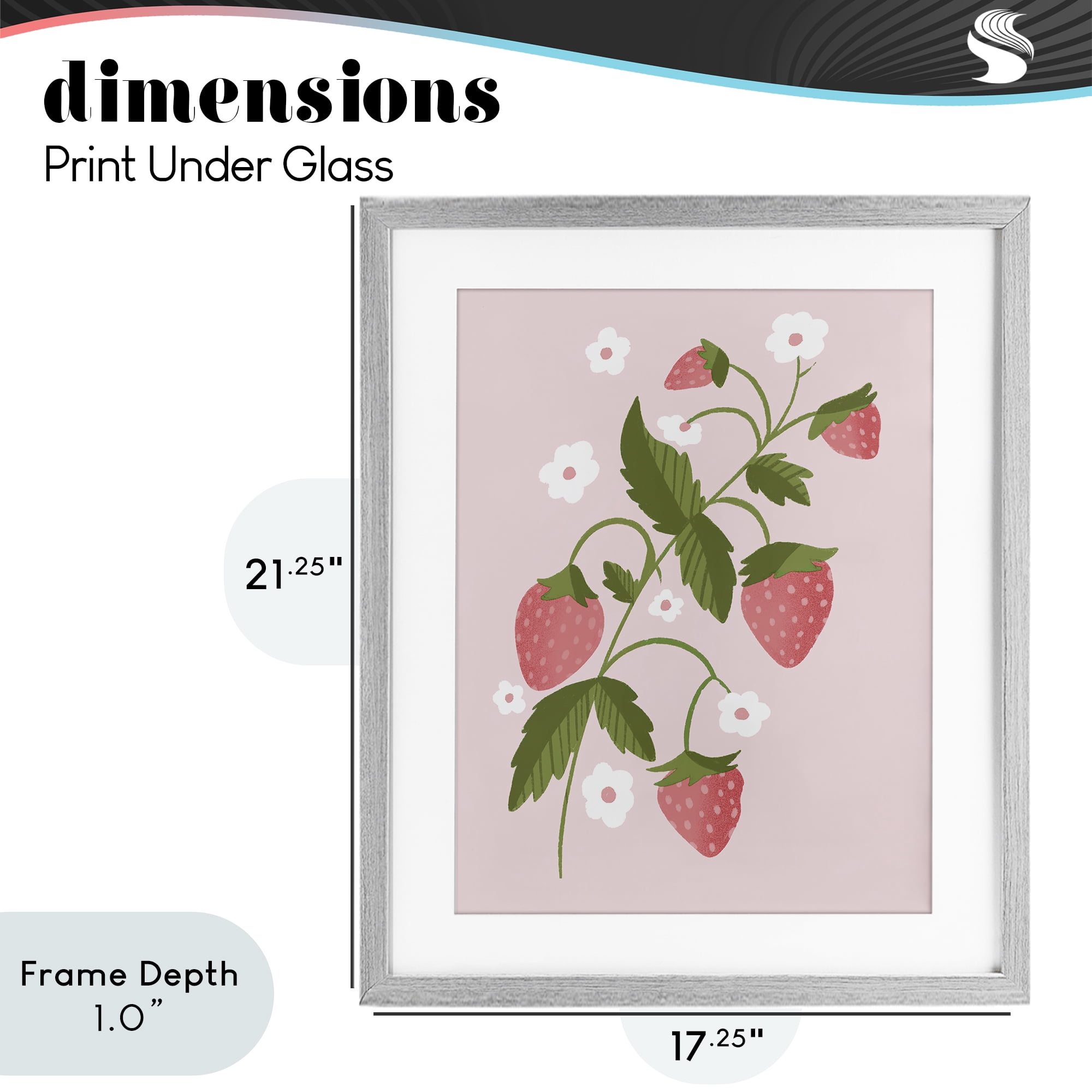 Stupell Industries Pastel Strawberries Branch Gray Framed Print Under Glass, design by Paige Sredenschek