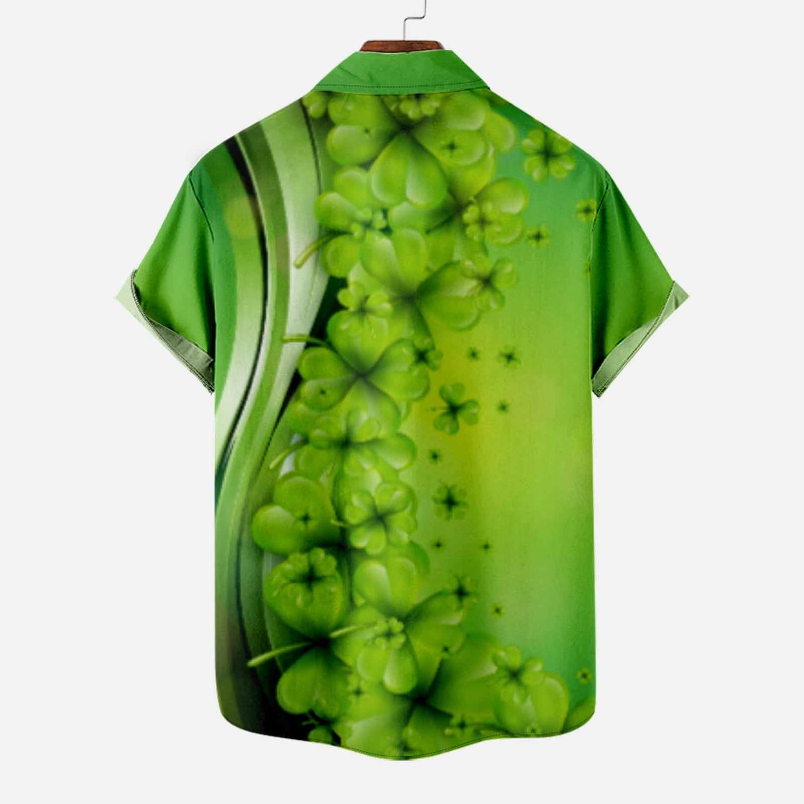 Tipsy Elves Men's St. Patrick's Day Button Down Shirt - Green Clover Irish Casual Short Sleeve - View #11