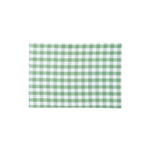 Ashford Sage Single Placemat Green Checkered Gingham Quilted, 13" x 19"