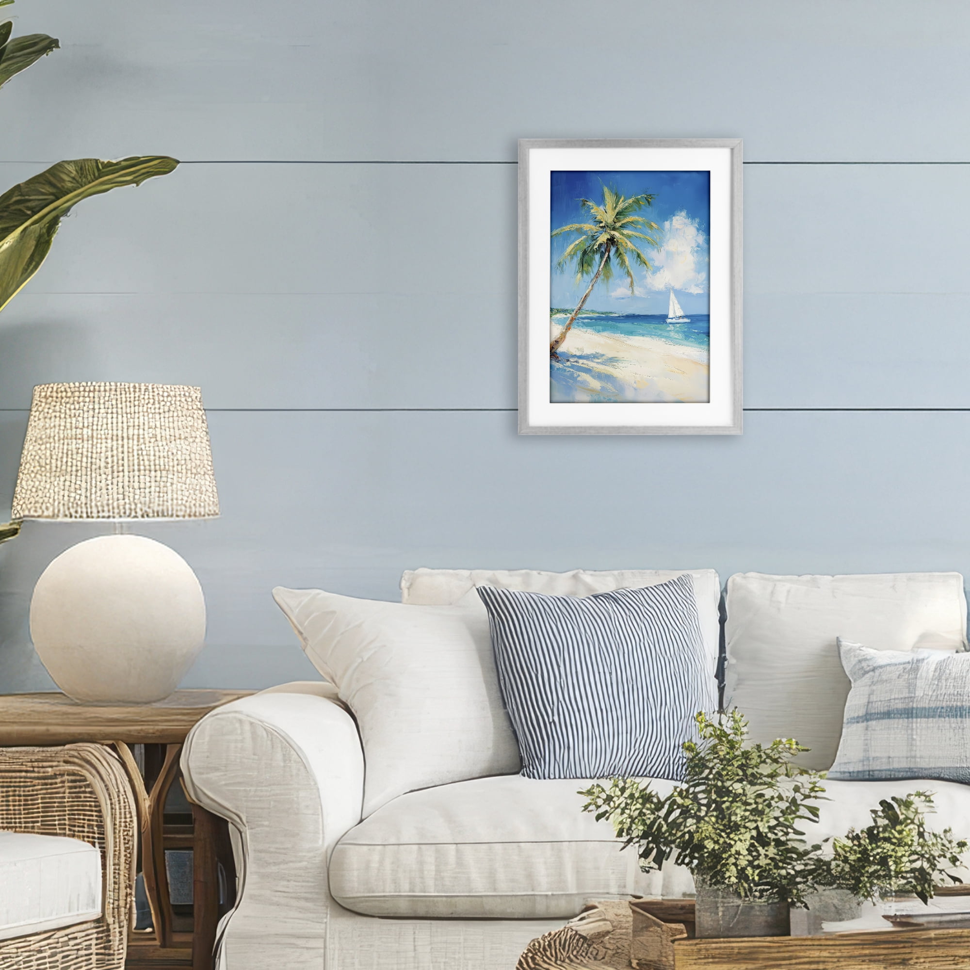 Stupell Industries White Clouds & Sails Gray Framed Print Under Glass, design by Petal Prints Design