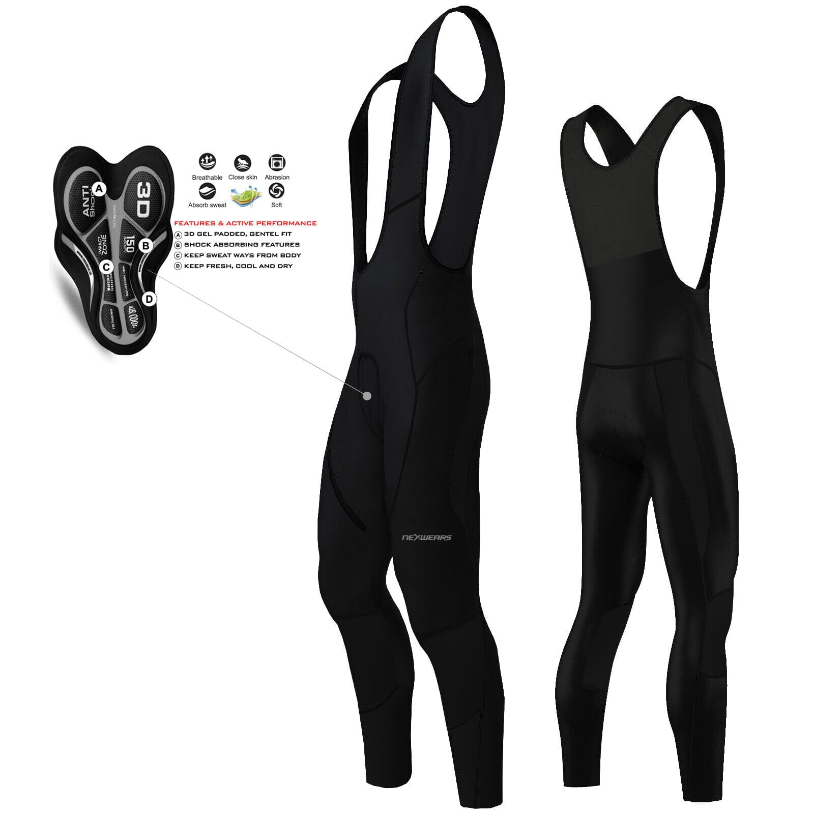 Mens Cycling Bib Tigths Gel Padded MTB Bike Tight Legging Pant All
