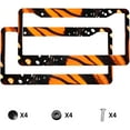 thumbnail image 2 of Orange Camouflage 2 Pcs License Plate Frames, Stainless Steel License Plate Cover, Matte License Plate Holder Car Accessories with Screw Caps (4 Holes), 2 of 7