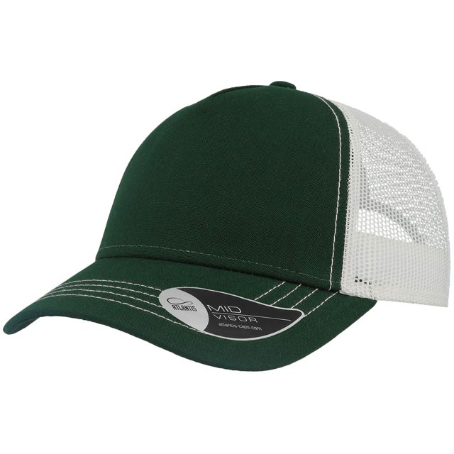 Atlantis - Gorra Rapper 5 Paneles (Verde Botella, Blanco)