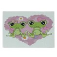 thumbnail image 1 of Love Cutting Board, 2 Cartoon Frogs on a Background of Heart in Love Happiness Flowers Art, Decorative Tempered Glass Cutting and Serving Board, Small Size, Dried Rose Lime Green, by Ambesonne, 1 of 1