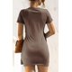 thumbnail image 3 of Vestido ajustado de cuello redondo para mujer, vestido camisero de manga corta con lazo en la cintura, minivestido informal de verano 2021, tallas S a XXL, 3 of 4