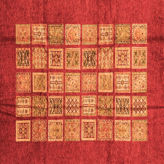 Ahgly Company Indoor Square Abstract Orange Modern Area Rugs, 8' Square