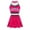 A Hot Pink, variant on YONGHS Kids Girls Cheer Leader Costume Cheerleading Uniform Outfit Top Vest Pleated Skirt 2PCS Set Red 16