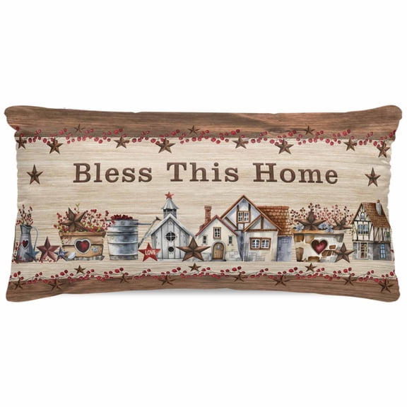 Farmhouse Satin Pillowcase for Hair and Skin with Zipper, Soft Breathable Cooling Silk Pillow Cases, Brown Country Star Berry Vintage Wood Grain Throw Pillow Covers King Size 20"x40"