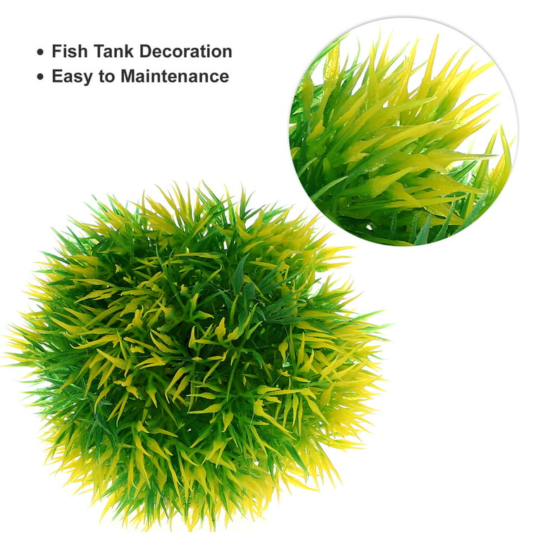 Unique Bargains 1 Pc Fish Tank Plants Decorations Artificial Aquarium Grass  Ball Green 3.35x3.74 Inch 