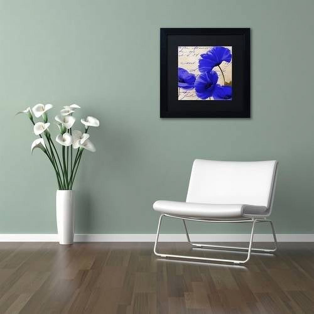 Trademark Fine Art "Coquelicots Bleues I" Canvas Art by Color Bakery Black Matte, Black Frame