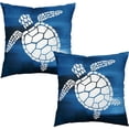 thumbnail image 2 of Sea Turtle Pillow Covers Beach Ocean Themed Decorative Pillow Cases 18x18 Set of 2 Nautical Coastal Pillowcase Navy Blue Square Linen Cushion Covers for Bed Couch Sofa Living Room, 2 of 6