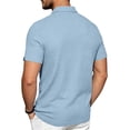 thumbnail image 4 of LTTVQM Men's Casual Ice Silk Waffle Textured Polo Shirt Lightweight Cooling Short Sleeve Collared Top Summer Breathable Quick Dry Soft Golf Daily Versatile Stylish Wear Light Blue XL, 4 of 6