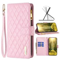 Zipper Wallet Case for Samsung Galaxy S22 Plus(6.6 inch) 2022, Allytech PU Leather Magnetic Flip Card Holder Phone Case with Wristlet Strap for Galaxy S22 Plus/ S22  5G, Pink