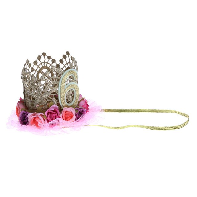 Sombrero con Banda Elástica de Flor Artificial de Encajes Adornos de cabellero de de Bautizo de Cumpleaños de Niños , # 6 CUTICAT Sombrero de cumpleaños de cumpleaños