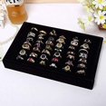 thumbnail image 2 of Velvet 7 Slots Ring Earrings Trays Showcase Display Stackable Jewelry Organizer, Black, 2 of 4