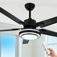 thumbnail image 5 of 52 Inch Indoor Ceiling Fans with Lights and Remote Control, 3 Speeds Slient, 3 Color Dimmable LED Light, Black, 5 Blades, 5 of 10